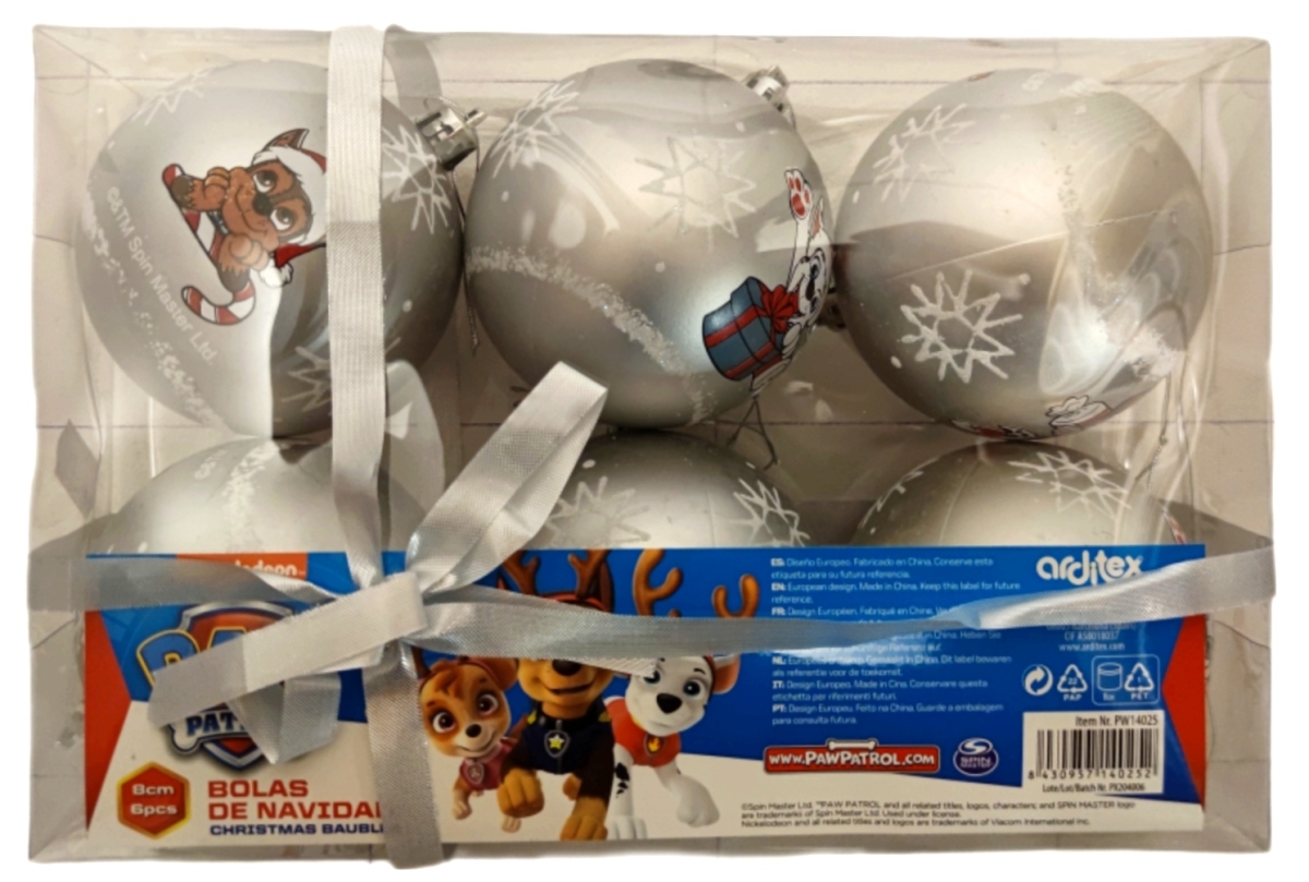 Paw Patrol Weihnachtskugeln in silber